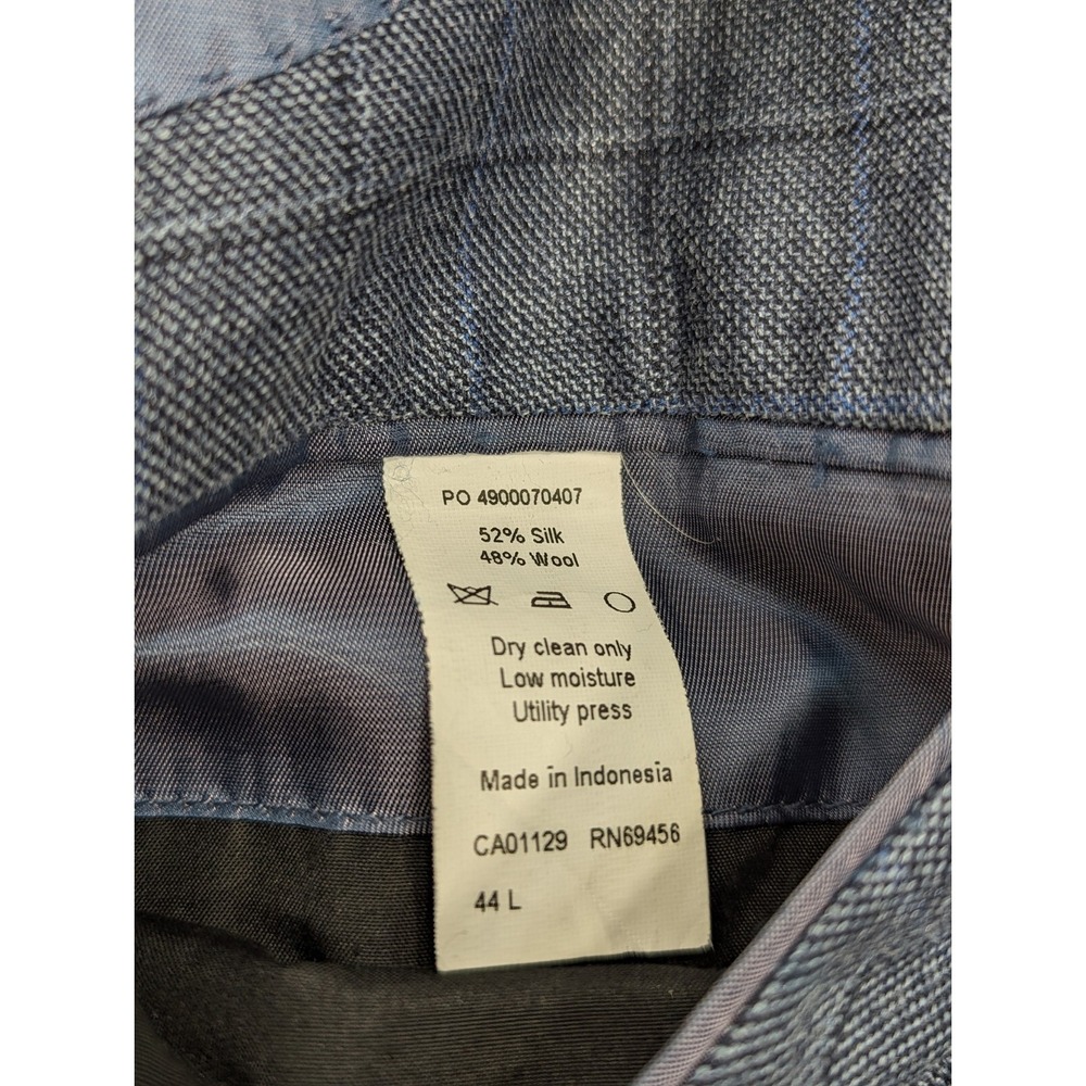 Ralph Lauren Blazer Sport Suit Jacket Coat Silk‎ Wool 44L Blue Gray Plaid Check - Picture 9 of 14